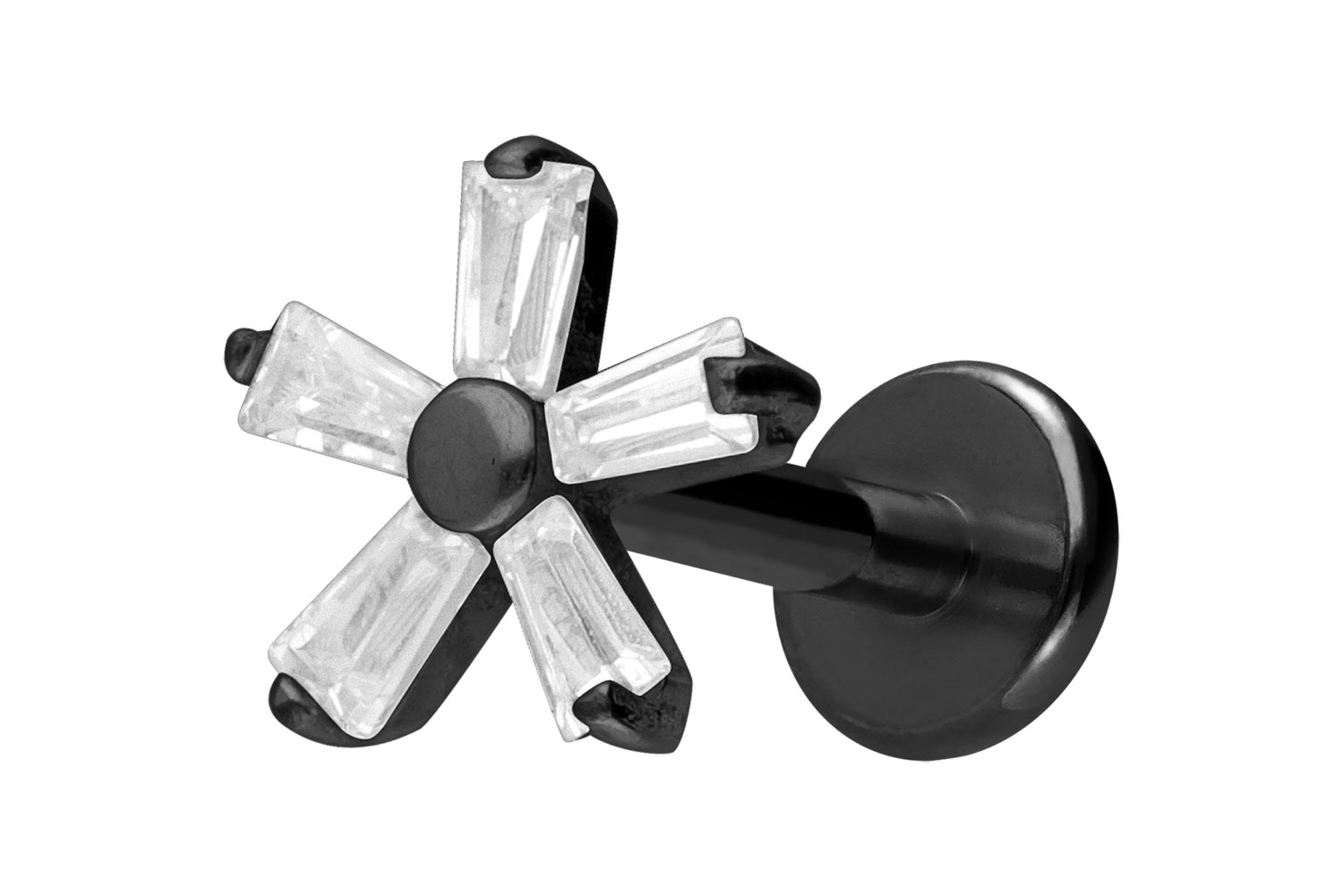 Titan Labret Piercing mit Innengewinde KRISTALLBLUME